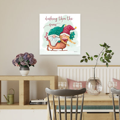 Dashing Thru The Snow Whimsical Abstract Contemporary Christmas Tree Winter Landscape Wall Art Print