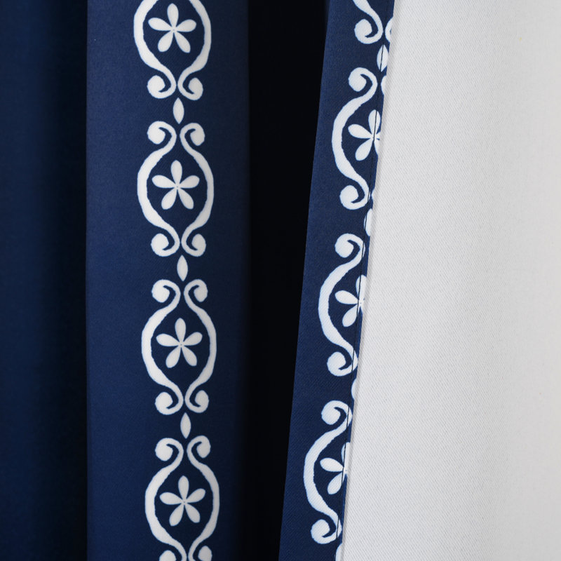 Paire de rideaux obscurcissant avec passe-tringle , Bleu marine / blanc