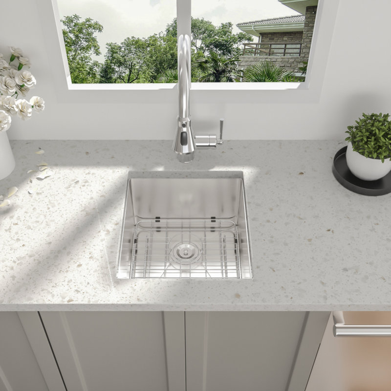 15  Undermount Sink - 15"X17"X10" Undermount Stainless Steel Kitchen Sink 16 Gauge Single Bowl Kitchen Sink 10  Deep Bar/Prep Sink Basin