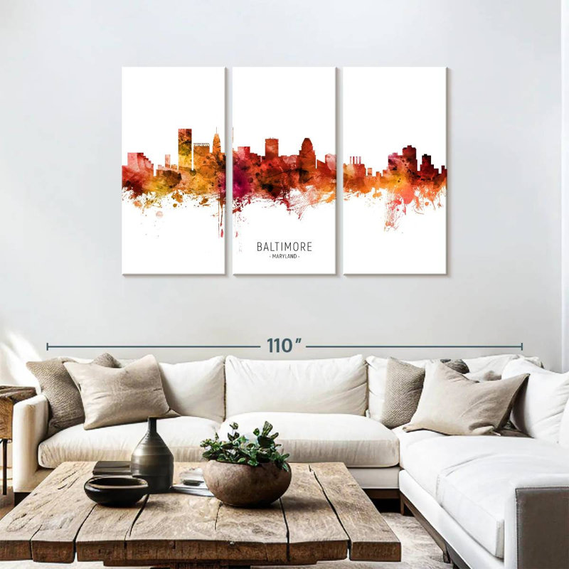 Rampers de Baltimore, Maryland Skyline III, H 48 po x l 74 po