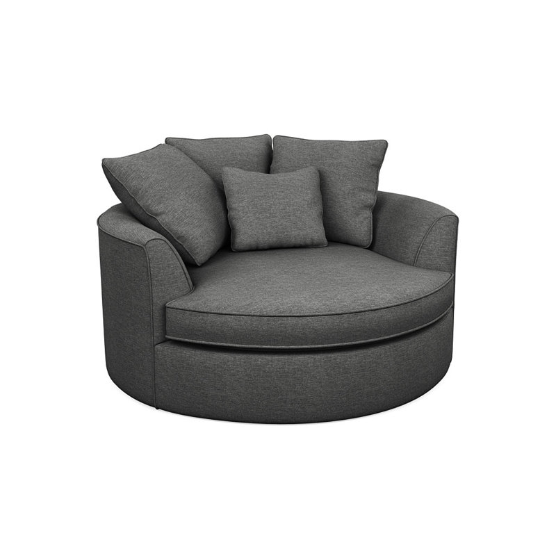 Fauteuil demi-tonneau en polyester de 61 po Ashonte Anjuan, Gris anthracite Jango