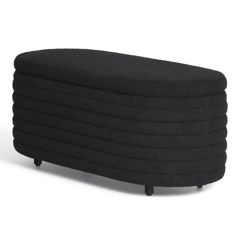 Caitlun Upholstered Storage Bench, Black, 18.1" H x 42.5" W x 17" D