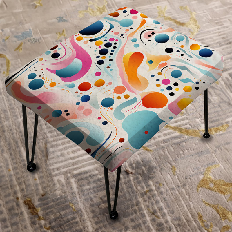 Blue Fusion Abstractions In Motion - Midcentury Rectangle Ottoman