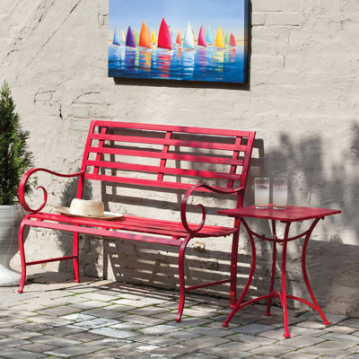 Banc d'extérieur en métal coloré