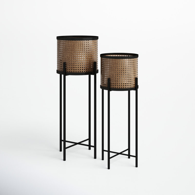 Gold and Black Metal Planter Set with Removable Stands