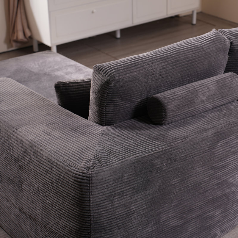 Canapé modulaire rembourré 2 pièces Viola, Gris, Orienté à droite