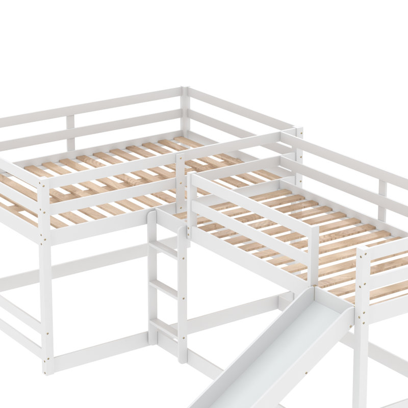 Lits superposés en L doubles et simples, Blanc