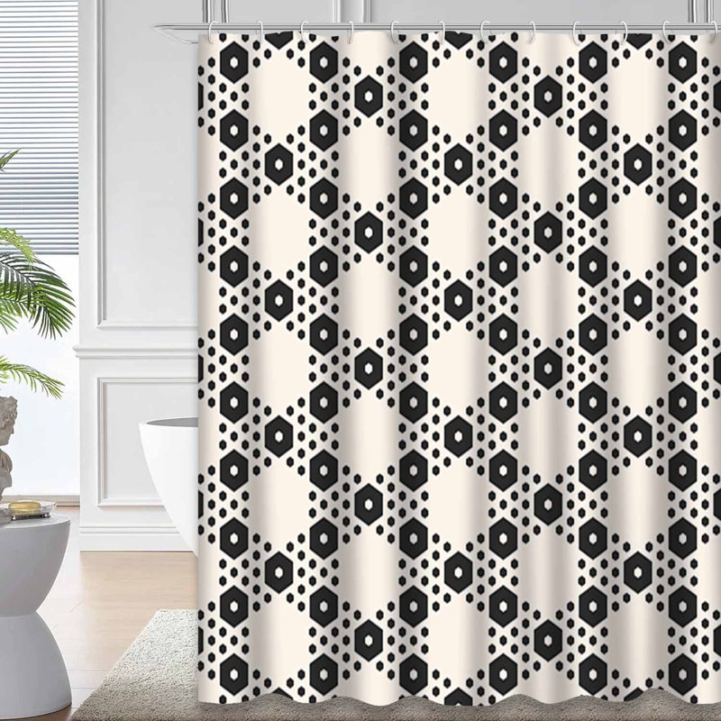 Grand motif géométrique monochrome à motif répétitif abstrait avec 12 crochets, L 72 po x l 78 po