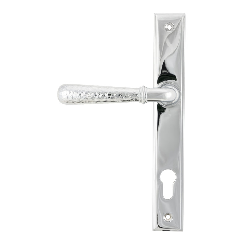 Hammered Newbury Lock Door Handle, Polished Chrome