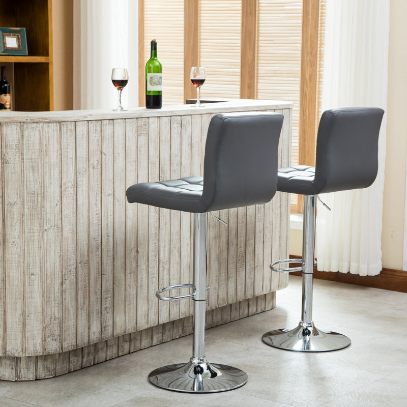Tabouret de bar pivotant et réglable en similicuir, Gris