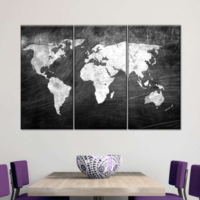 " Iron Impression World Map Multi Piece Canvas Print " by Finnian P 3 - Pieces