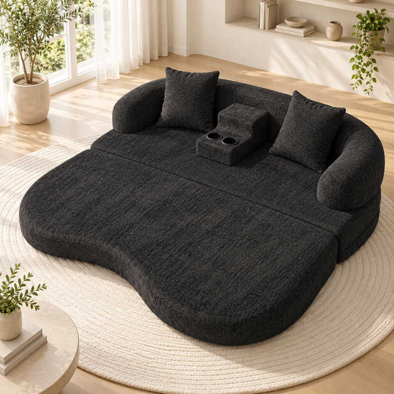 Upholstered 70.07 " Chenille Sofa, Noir