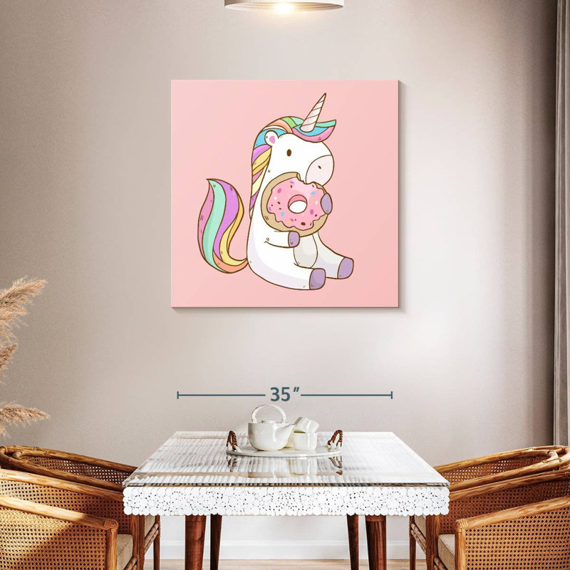 Ashelle Unicorn Eating A Donut, 36" H x 36" W