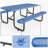 72" Expanded Metal Rectangular Picnic Table, Blue With Umbrella Hole