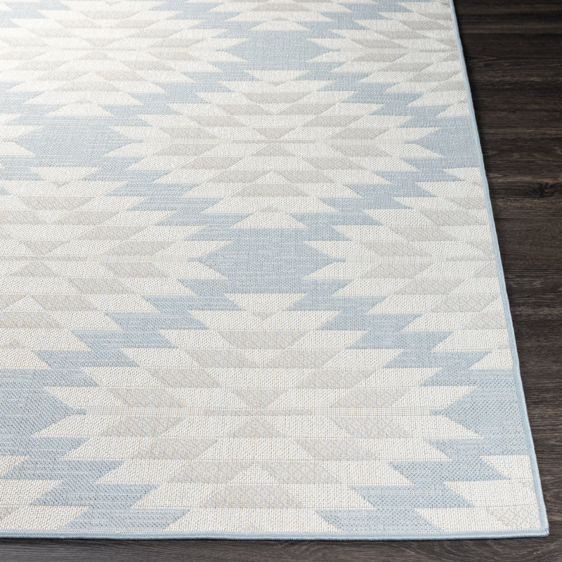 Hester Street Geometric Indoor / Outdoor Rug, Rectangle 6'7" x 9'