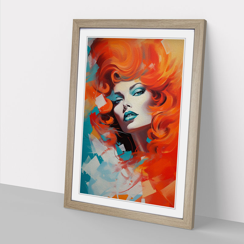 Red Headed Woman Abstract - Framed Print