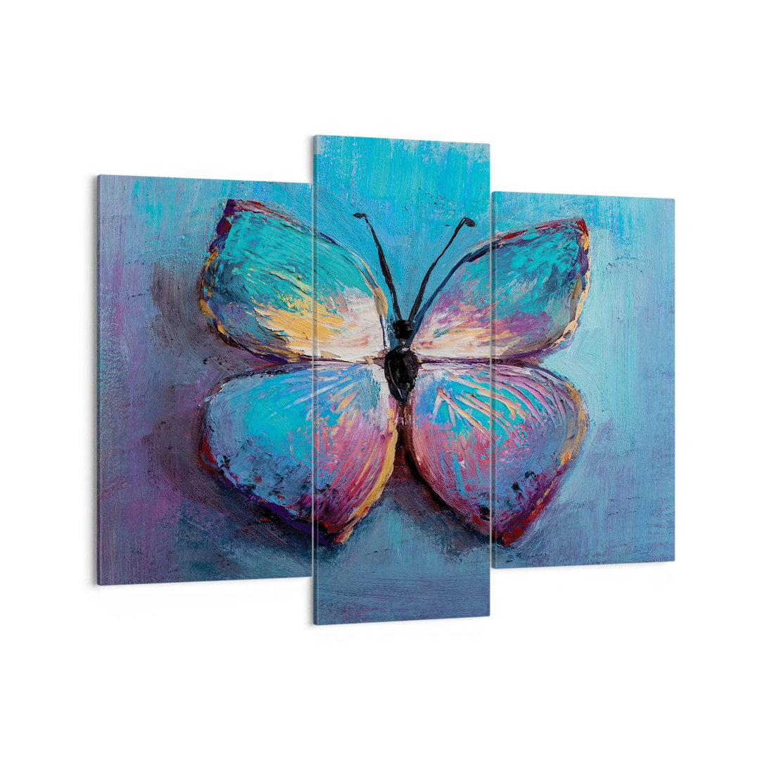 3-tlg. Leinwandbilder-Set Handwritten Butterfly Blue