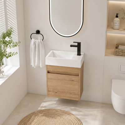 Meuble-lavabo flottant 18 po avec lavabo moderne en résine