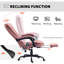Chaise de bureau à 7 points de massage vibrante avec roues pivotantes, rose-357582908
