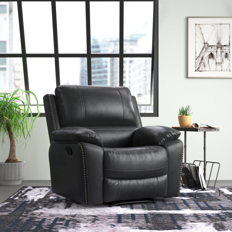 Fauteuil inclinable standard en cuir véritable de 40,5 po de largeur igipa, Cuir noir