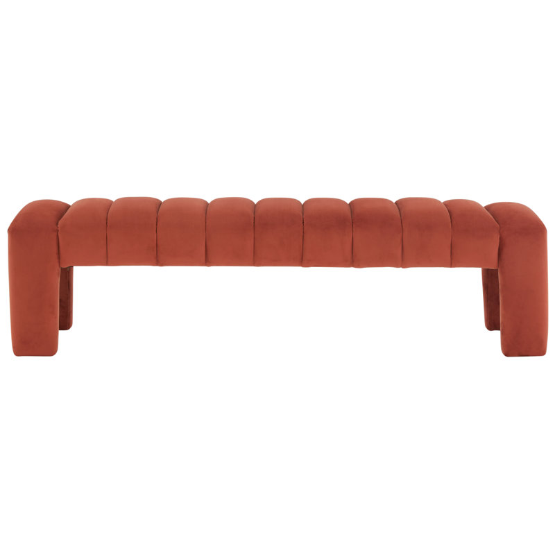 Bellisima Upholstered Bench, Rust Velvet