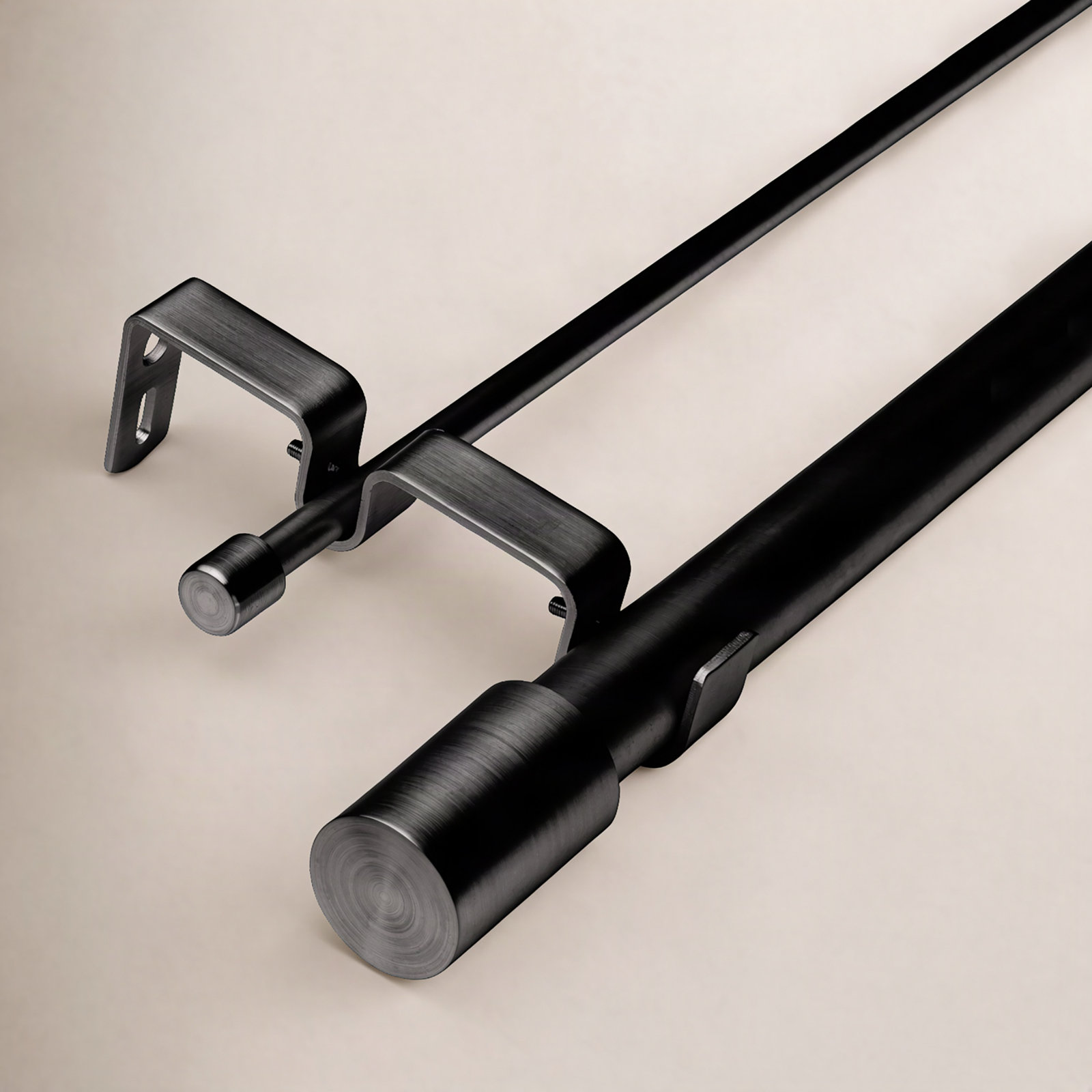 Totham Double Curtain Rod, 66" - 120", Black
