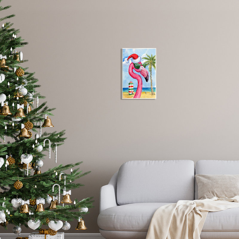 «Flamingo Tropical Christmas On MDF» par Paul Brent, reproduction, H 15 po x l 10 po x P 0,5 po
