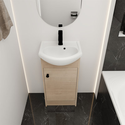 Meuble-lavabo autoportant simple 18,1 po avec comptoir en céramique Miosoti