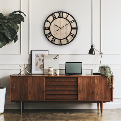 Avita 19.7-inch Harper Wood Quartz Wall Clock