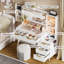 Bureau de coiffeuse éclairé en bois