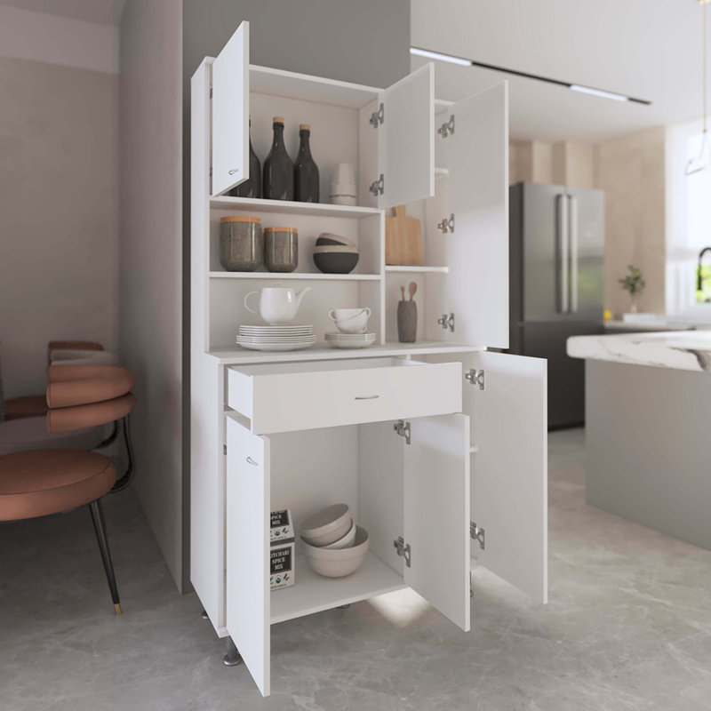 67" Wood Pantry Or Storage Closet, White