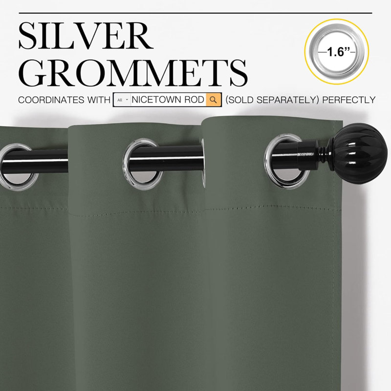 Room Darkening Short Curtain Panels For Small Window, 2 Panels, Thermal Insulated Grommet Room Darkening Draperies/Drapes For Window