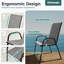 Ensemble repas pour 6 personnes, chaises empilables PVC-coated polyester et table rectangulaire avec trou pour parasol