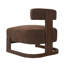 Fauteuil lounge Solven de style moderne du milieu du siècle, sans accoudoirs, avec piètement en bois courbé et coussin de dossier cylindrique, idéal pour le salon ou le coin lecture.-135338025-135338028
