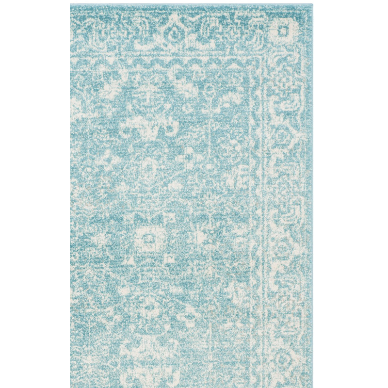Tapis bleu clair / ivoire Anastacia, Carré 6 pi 7 po