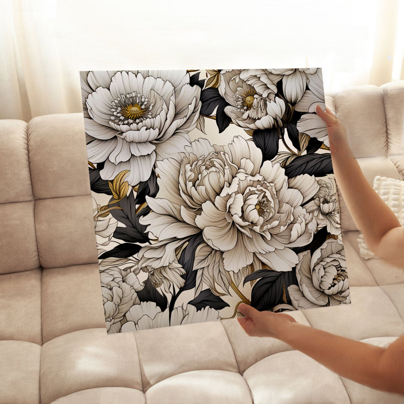 «Floral Luxe Pe pivoines VII», reproduction d'art moderne sans cadre, H 10 po x l 10 po