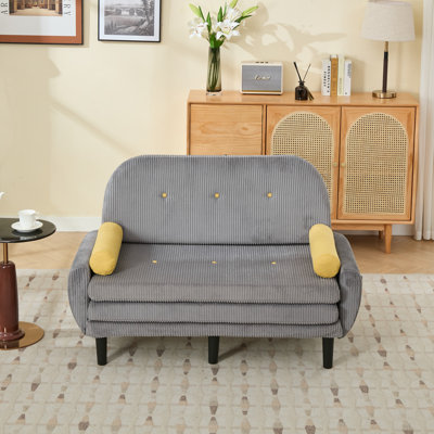 Canapé gris en velours côtelé avec rangement, chargeur USB et fauteuil inclinable réglable pour le salon