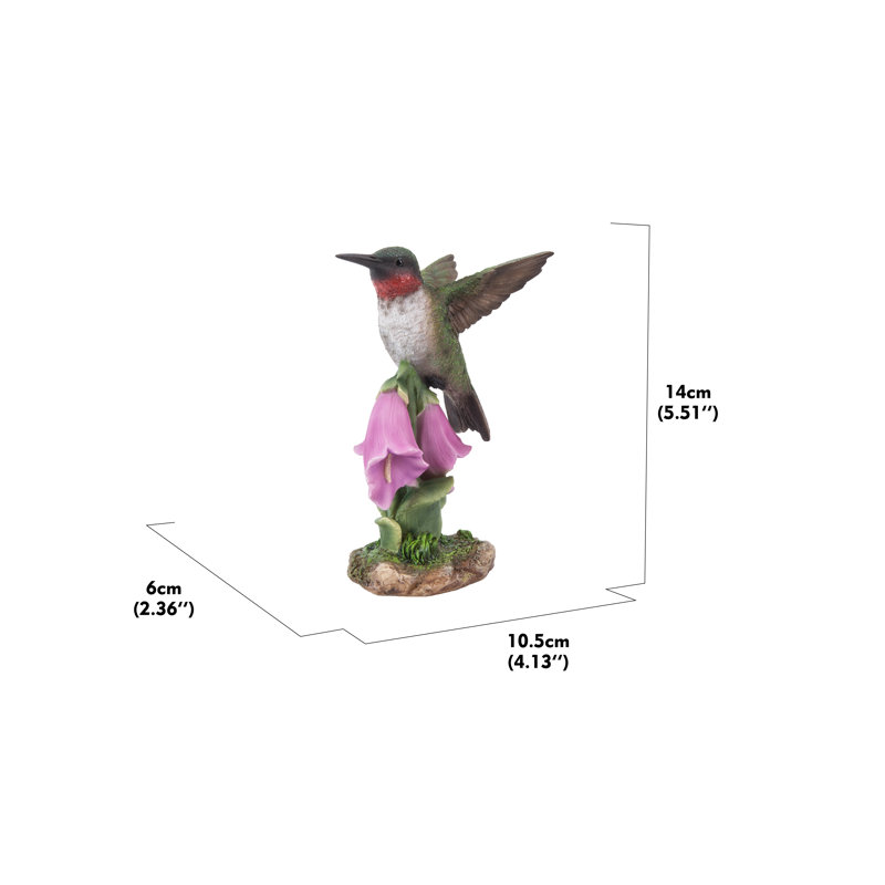 STATUE COLIBRI SUR FOXGLOVE