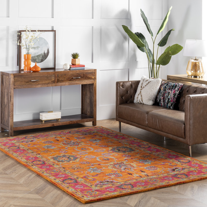 Orange Vibrant Adileh Elegance Area Rug, 7'6" x 9'6"