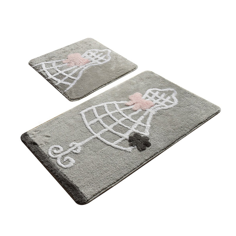 Ensemble de tapis de bain 2 pièces Putterman, Gris / blanc