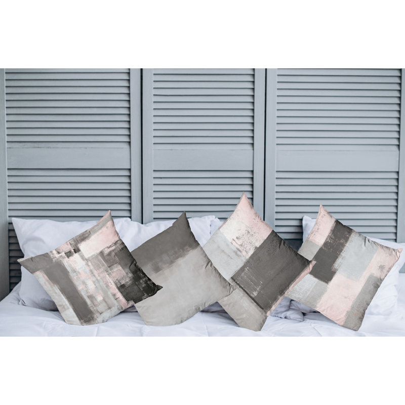 Reversible Pillow Cover, 20" H x 12" W, Pale Rose / Grey