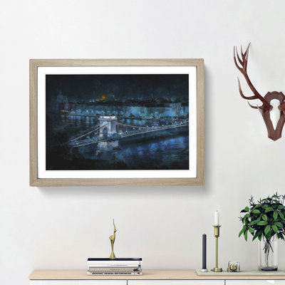 Chain Bridge in Budapest - Picture Frame Graphic Art Print