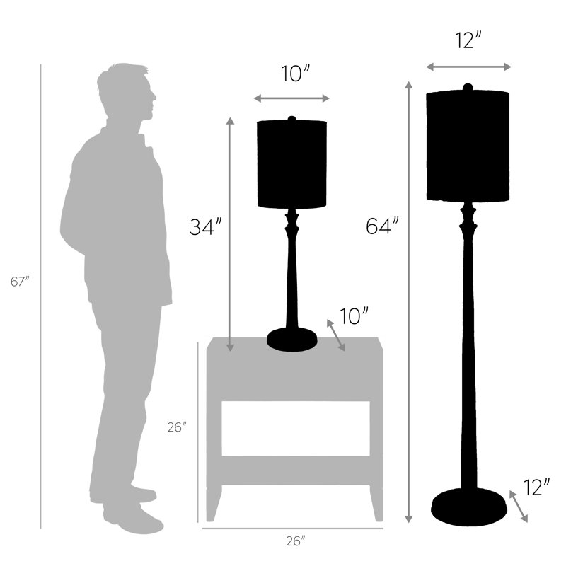 Alecs 64'' Bronze Traditional Floor Lamp