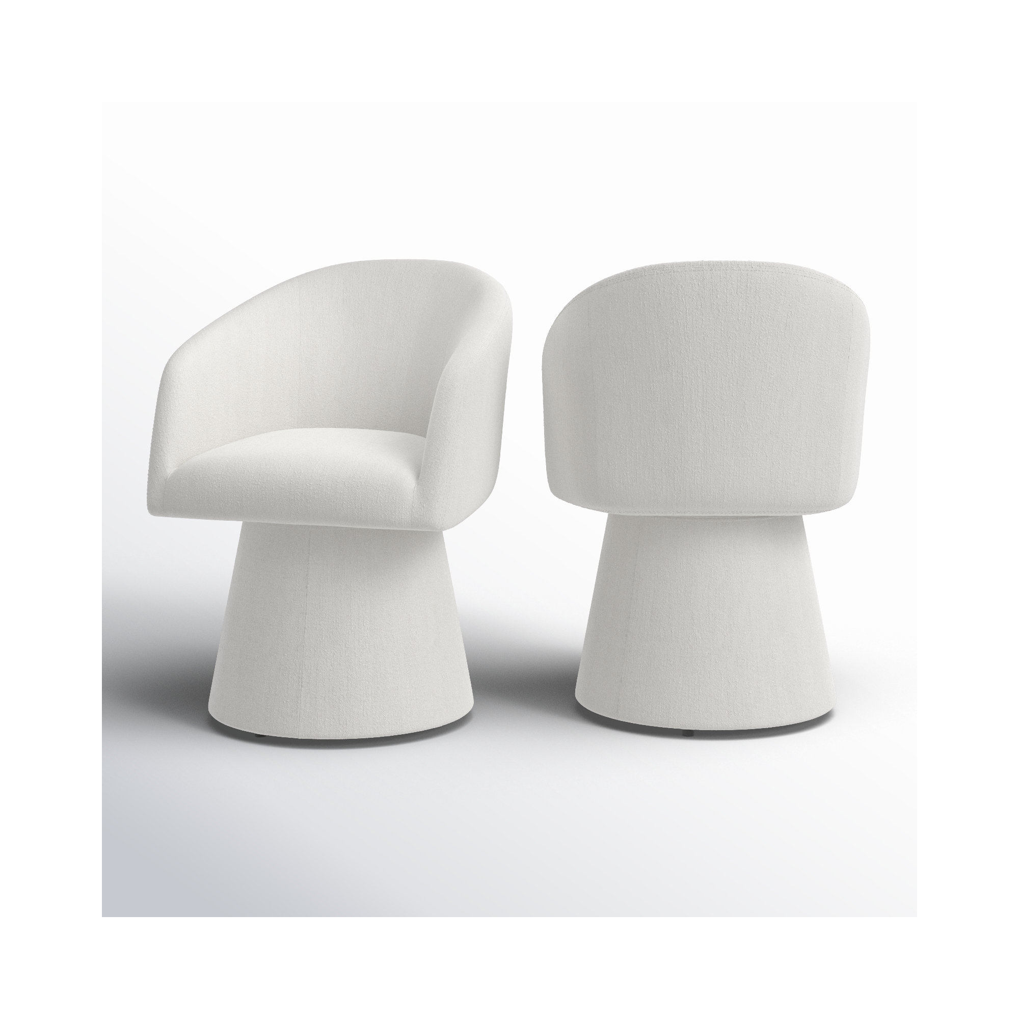 Kyo Chenille Upholstered Barrel Chair (Set of 2), Mellow Ivory Chenille