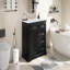 Meuble-lavabo 36 po avec lavabo, lavabo en céramique, 2 tiroirs basculants, charnières de porte à fermeture en douceur, noir
