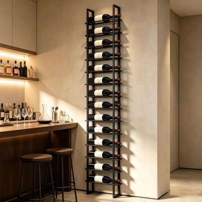 16 Bottle Wall Mount Wine Rack,Black Industrial Wine Storage Display Rack, Wine Cellar Storage,for Home Bar, Restaurant