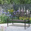Banc d'extérieur 50 po Outsunny, banc de jardin en métal avec dossier à motif floral, banc de véranda avec siège à lattes pour parc, cour, pelouse, noir