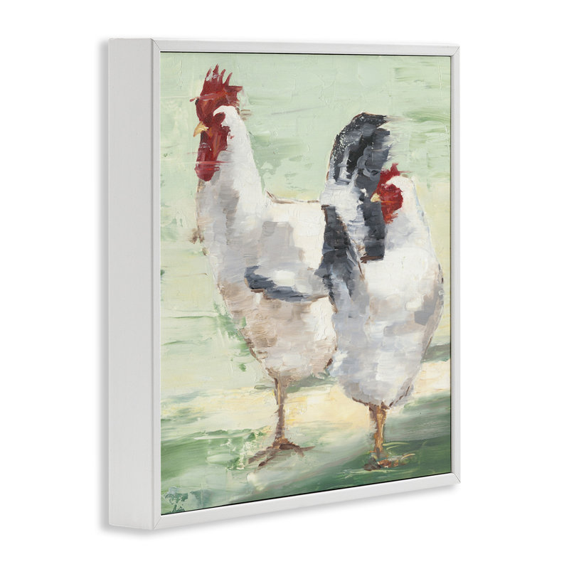 «Farmhouse Chickens Hens», peinture encadrée sur bois par Ethan Harper, peinture, H 24 po x l 24 po x P 1,5 po