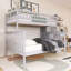 Lit superposé simple au-dessus de double avec cadre en bois avec rangement et escalier-1438821208