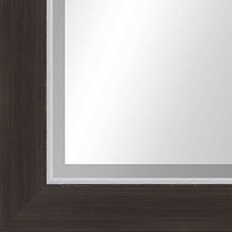 Town & Country Solid Wood Rectangle Wall Mirror, 45.5" x 35.5", Brown/Silver